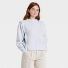Women's Crewneck Boucle Cable Pullover Sweater - Prologue Blue