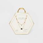 Gold Plated Black Agate Healing Stone Station Duo Necklace - A New Day Black, Women's,