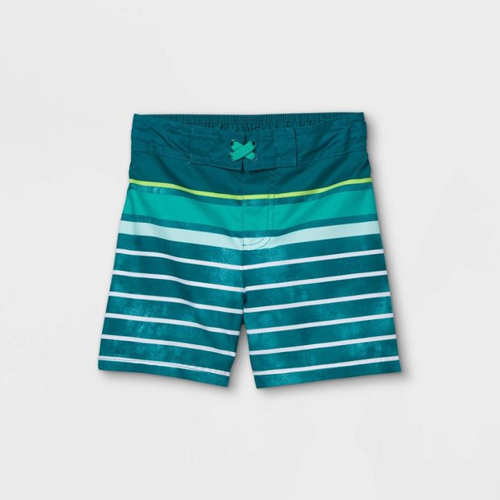 Toddler Boys' Striped Swim Trunks - Cat & Jack Turquoise