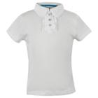 Eddie Bauer Girls' Ruffled Rhinestone Uniform Polo Shirt - White