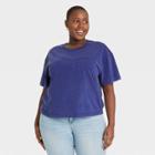 Women's Plus Size Short Sleeve Boxy T-shirt - Universal Thread Dark Blue