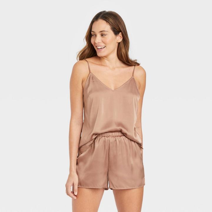 Women's Satin Sleep Camisole - Stars Above Brown