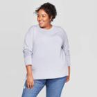 Women's Plus Size Long Sleeve Crewneck Sweatshirt - Ava & Viv Light Blue