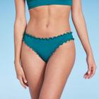 Women's Ruffle Cheeky Bikini Bottom - Shade & Shore Teal Blue