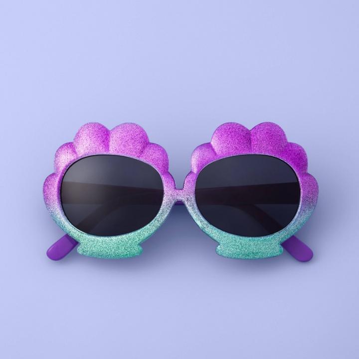 Girls' Ombre Glitter Seashell Sunglasses - More Than Magic Purple, Girl's,