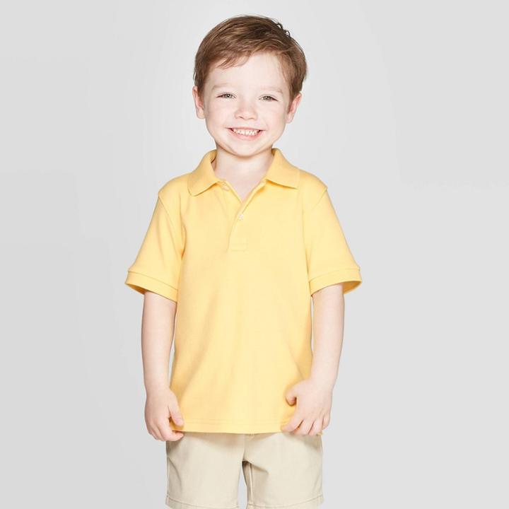 Toddler Boys' Short Sleeve Interlock Uniform Polo Shirt - Cat & Jack Yellow