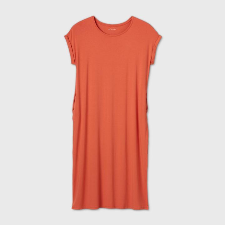 Women's Plus Size Short Sleeve Maxi T-shirt Dress - Ava & Viv Sun Orange X, Women's