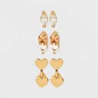 14k Gold Plated Cubic Zirconia Heart Stud Earrings - A New Day Gold