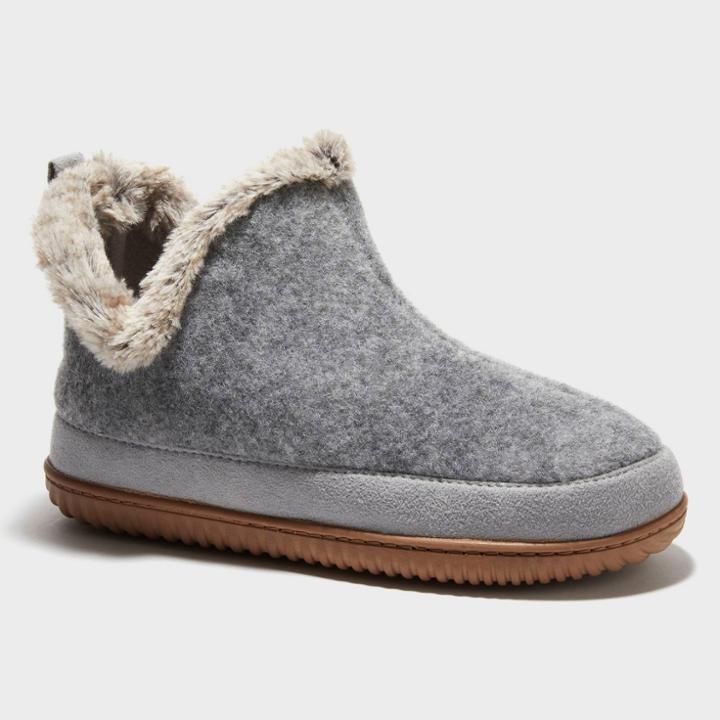 Women's Dluxe By Dearfoams Dolly Bootie Slippers - Gray
