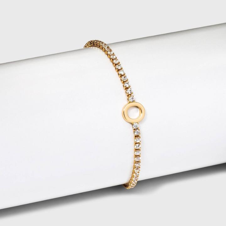 Gold Plated Cubic Zirconia Initial 'o' Tennis Bracelet - A New Day Gold