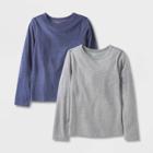 Kids' 2pk Adaptive Long Sleeve T-shirt - Cat & Jack Charcoal Gray/navy