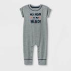 Baby Boys' 'mom Is My Hero' Long Sleeve Romper - Cat & Jack Gray Newborn