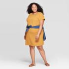 Women's Plus Size Short Sleeve Crewneck T-shirt Dress - Universal Thread Yellow