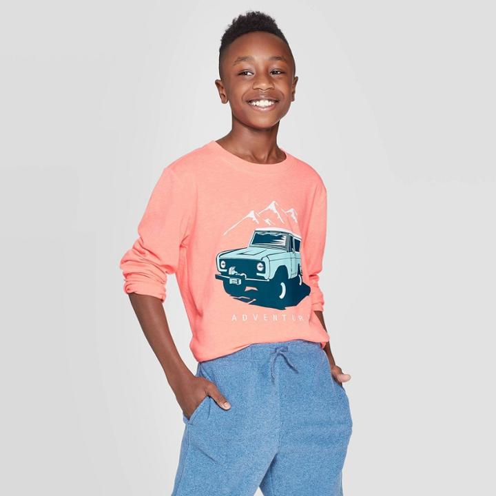 Boys' Adventure Long Sleeve Graphic T-shirt - Cat & Jack Orange