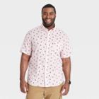 Men's Big & Tall Printed Standard Fit Stretch Poplin Short Sleeve Button-down Shirt - Goodfellow & Co Ballet Pink