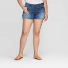 Women's Plus Size Button Fly Mid-rise Jean Shorts - Universal Thread Medium Blue