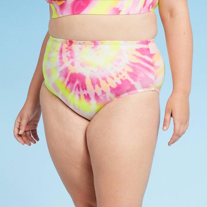 Women's Cheeky High Waist Bikini Bottom - Xhilaration Pink Tie Dye Print