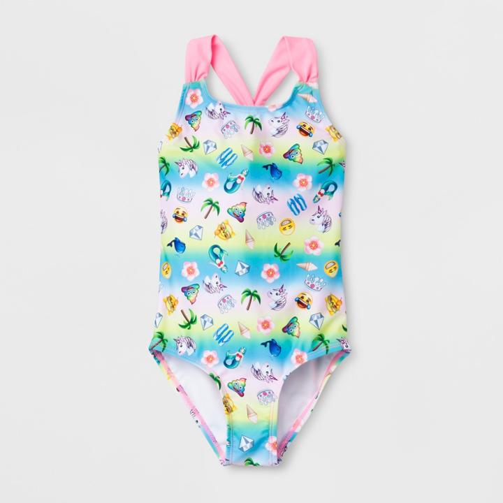 Emoji Girls' Beach Party One Piece Swimsuit - 5,