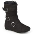 Hailey Jeans Girls' Journee Collection Buckle Suede Boots - Black