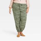 Women's Plus Size Mid-rise Jogger Pants - Knox Rose Green Camo