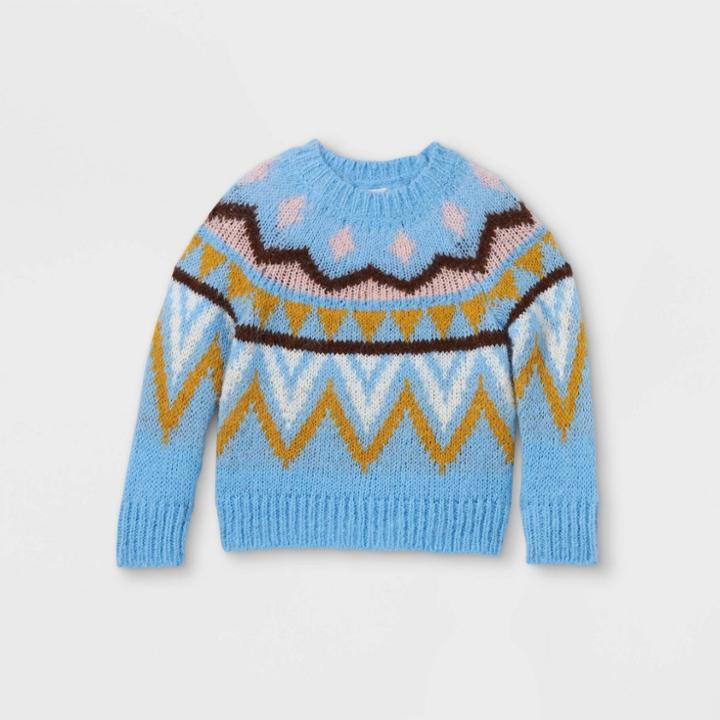 Toddler Girls' Fair Isle Pullover Sweater - Cat & Jack Blue