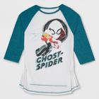 Girls' Marvel Rising Ghost Spider 3/4 Sleeve Raglan T-shirt - Ivory/teal