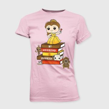Disney Princess Girls' Disney Beauty And The Beast Belle 'my Weekend Is Booked!' With Mini Pop T-shirt - Pink