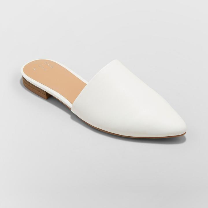 Women's Junebug Wide Width Backless Mules - A New Day White 5w,