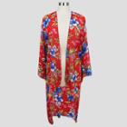 Sylvia Alexander Women's Floral Print Hibiscus Kimono Jacket - Red
