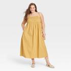 Women's Plus Size Spaghetti Strap Smocked Dress - A New Day Yellow