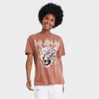 Women's Def Leppard Animal Print Short Sleeve Graphic T-shirt - Red