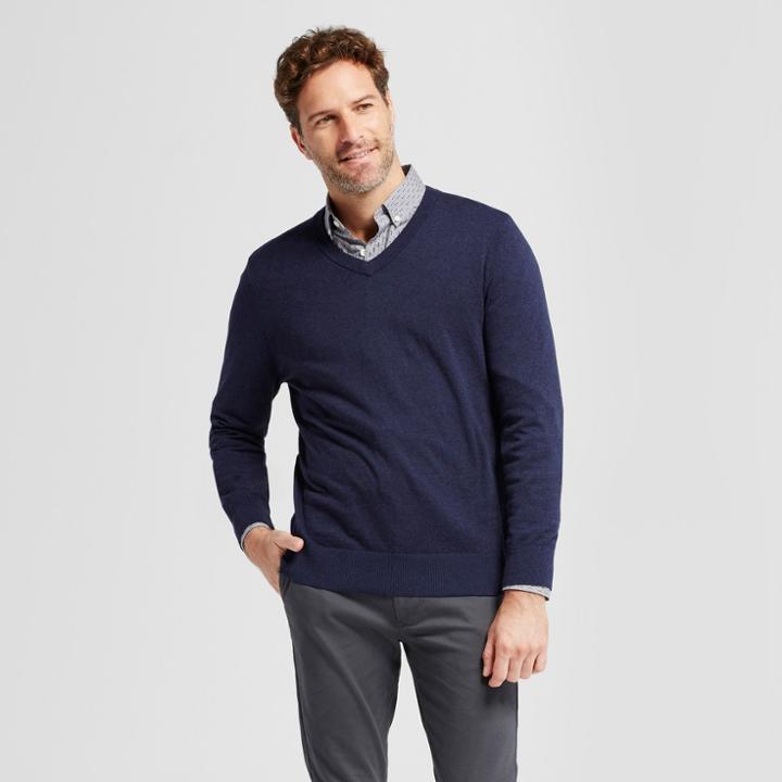 Men's V-neck Sweater - Goodfellow & Co Navy