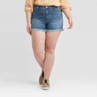 Women's Plus Size Fray Hem Distressed Jean Shorts - Universal Thread Light Wash 14w, Women's, Blue