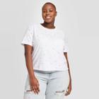 Women's Plus Size Rhinestone Boxy Short Sleeve Graphic T-shirt - Mighty Fine (juniors') - White 1x, Women's,