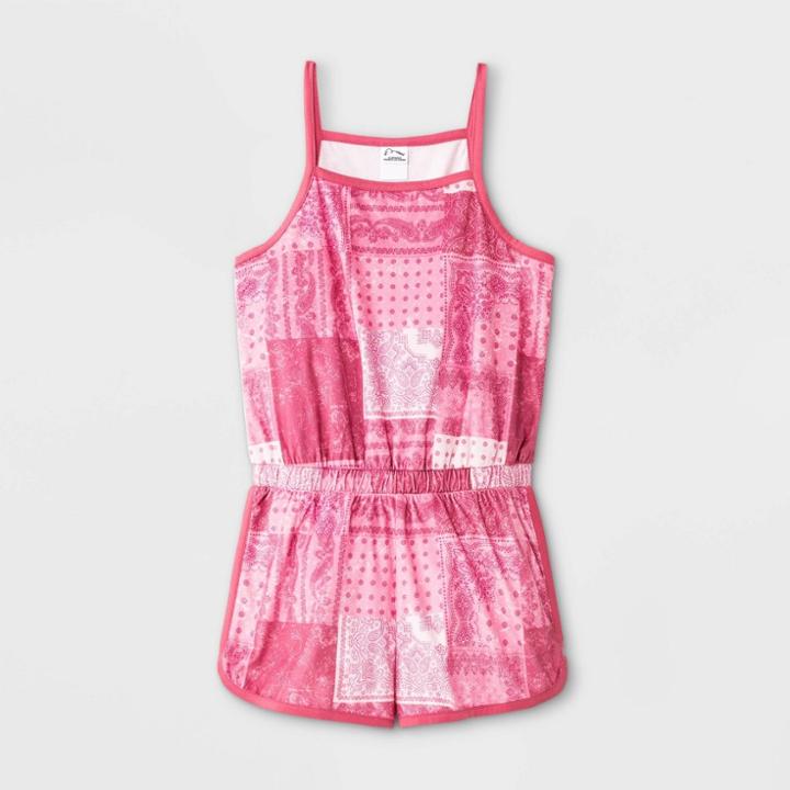 Girls' Bandana Tank Pajama Romper - Art Class Pink