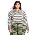 Women's Plus Size Striped Long Sleeve T-shirt - Nili Lotan X Target Cream/navy Blue