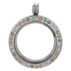 Treasure Lockets Silver Plated Stainless Steel Charm Locket With Crystals, Girl's, Silver/multicolor