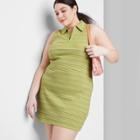 Women's Plus Size Sleeveless Zip-front Bodycon Polo Dress - Wild Fable Green Apple