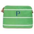 Cathy's Concepts Personalized Green Striped Cosmetic Bag - P