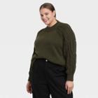 Women's Plus Size Crewneck Pullover Sweater - Who What Wear Dark Green