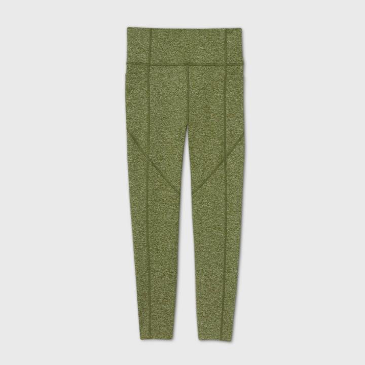 Women's High-waisted Brushed Jersey 7/8 Leggings - Joylab Heather Olive Green S, Grey Green Green