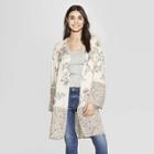 Women's Long Sleeve Floral Print Kimono Jacket - Knox Rose White
