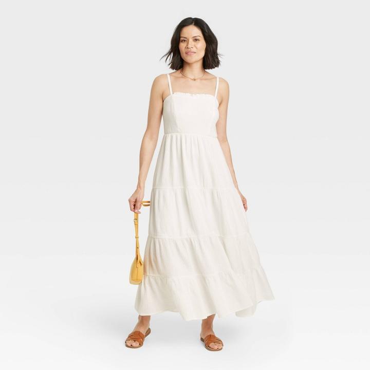 Women's Sleeveless Tiered Dress - Knox Rose White