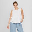Women's Plus Size Sleeveless Tiered Tank Top - Who What Wear White
