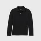 Oversizeboys' Long Sleeve Interlock Uniform Polo Shirt - Cat & Jack Black