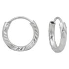 Target Girls' Sterling Silver Small Hoop With Swirl Diamond Cut Earring