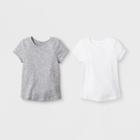 Toddler Girls' 2pk Short Sleeve T-shirt Set - Cat & Jack White/gray