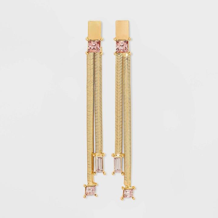 Glass Linear Drop Earrings - A New Day Pink