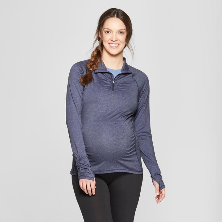 Maternity Long Sleeve 1/4 Zip - C9 Champion Blue Heather Dash