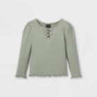 Toddler Girls' Rib Henley Long Sleeve Shirt - Art Class Green